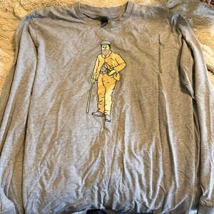 Burning Cart Society Men’s Old Tom Morris Long Sleeve T-Shirt, Grey XL